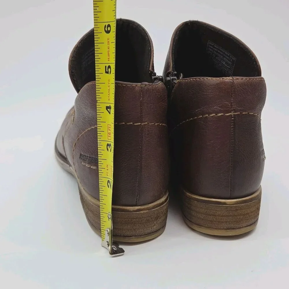 Josef Seibel Boot Leather Ankle Bootie Brown Zip Women Sz 8-8.5 39 Low 1
